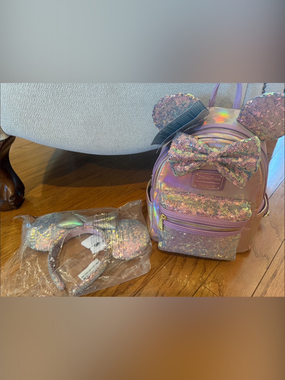 NWT WDW 50th Anniversary Loungefly iridescent with Matching Ears Set